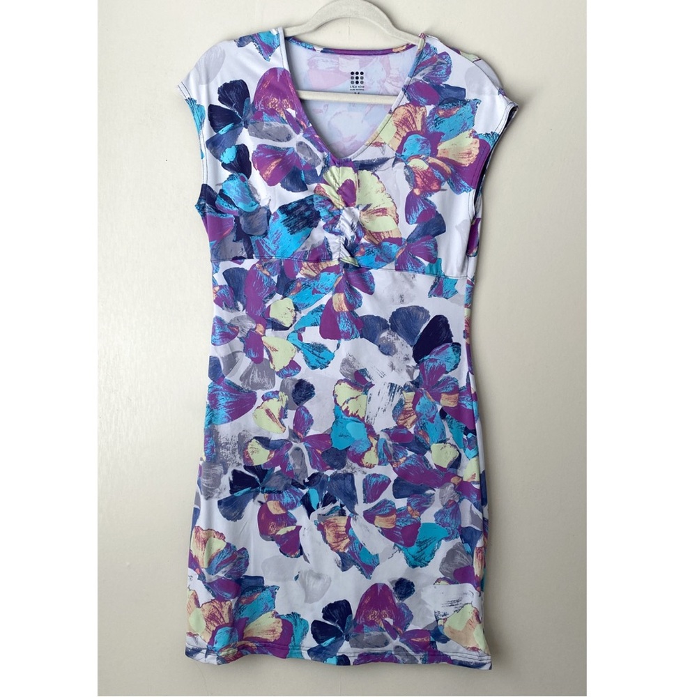 Title Nine Diamalete Butterfly Hidden Pocket V-Neck Cap Sleeve Dress Medium